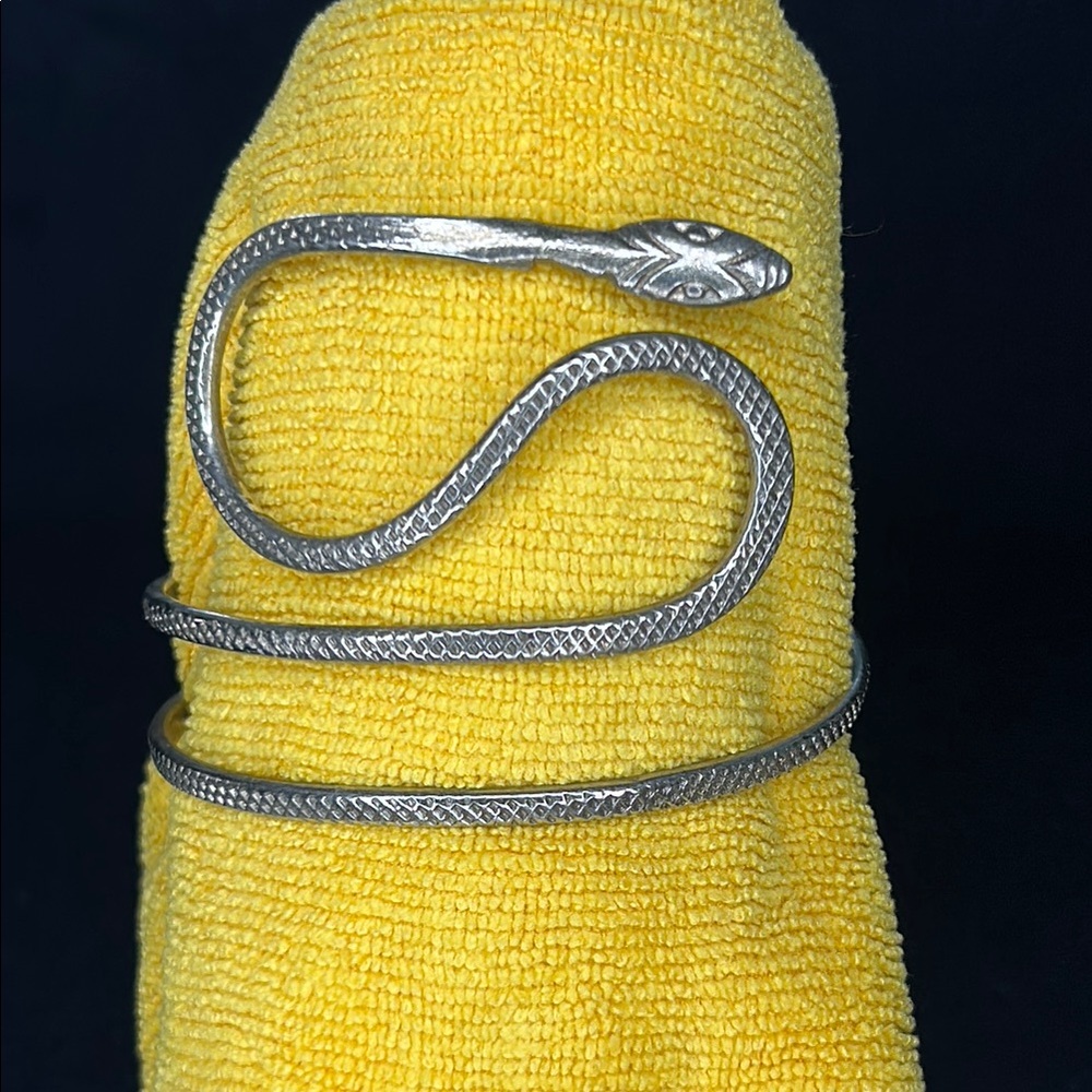 Silver BOHO Style Coiled Snake Arm Bracelet. Vintage from the 1960’s.